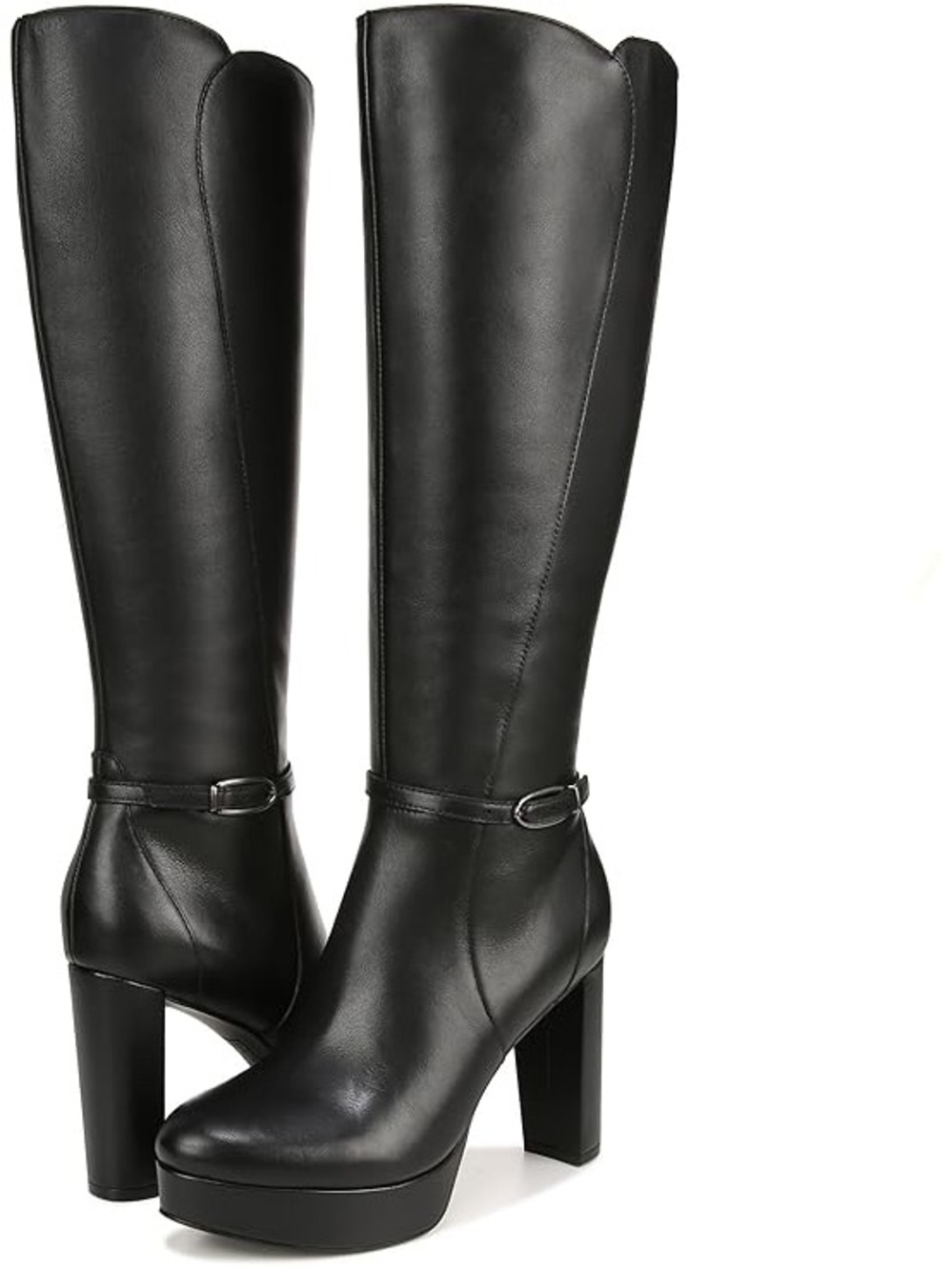 Naturalizer Black Platform Block Heel Knee Boots Fenna Narrow Calf